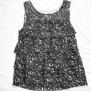 JCREW black and white tiered blouse